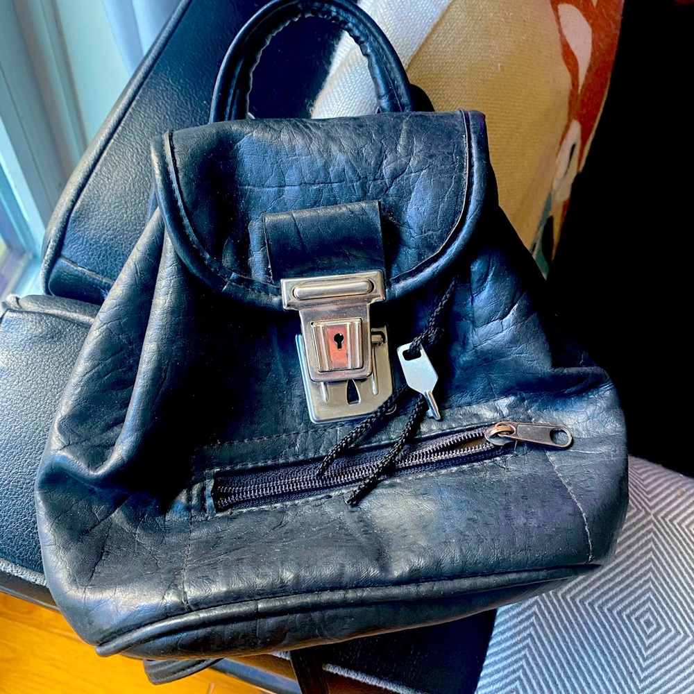 Vintage leather mini purse with locks